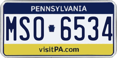 PA license plate MSO6534