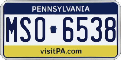 PA license plate MSO6538