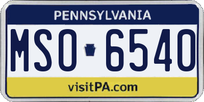 PA license plate MSO6540