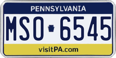 PA license plate MSO6545