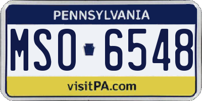 PA license plate MSO6548