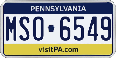 PA license plate MSO6549