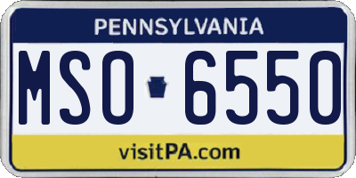 PA license plate MSO6550