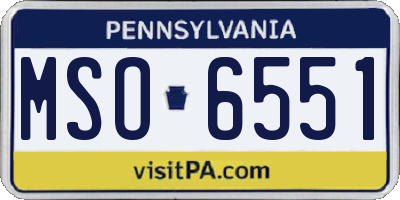 PA license plate MSO6551