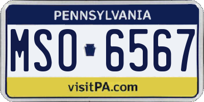 PA license plate MSO6567
