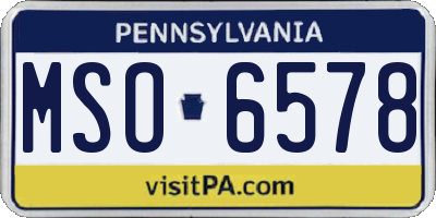 PA license plate MSO6578