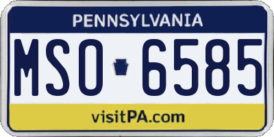 PA license plate MSO6585