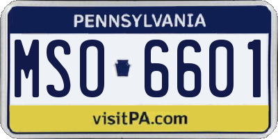 PA license plate MSO6601