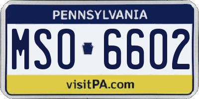 PA license plate MSO6602