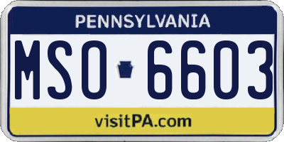PA license plate MSO6603