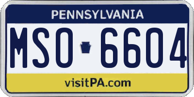 PA license plate MSO6604