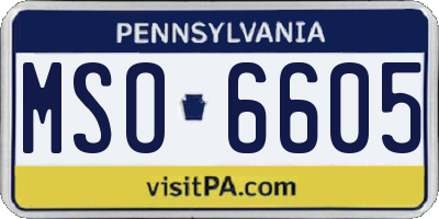 PA license plate MSO6605