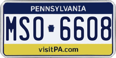 PA license plate MSO6608