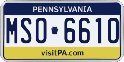 PA license plate MSO6610