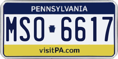 PA license plate MSO6617