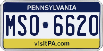 PA license plate MSO6620
