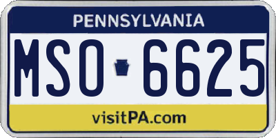 PA license plate MSO6625