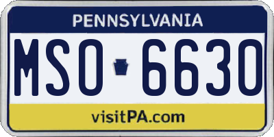PA license plate MSO6630