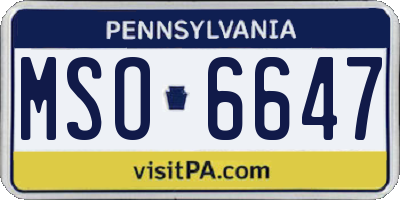 PA license plate MSO6647