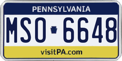 PA license plate MSO6648