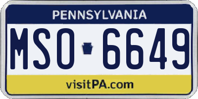 PA license plate MSO6649
