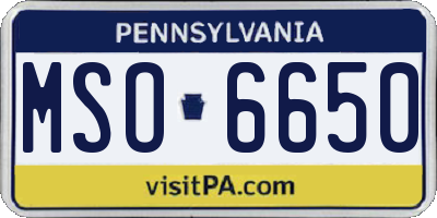 PA license plate MSO6650