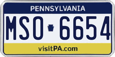 PA license plate MSO6654
