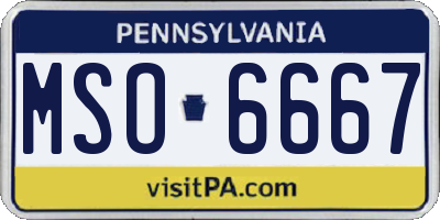 PA license plate MSO6667