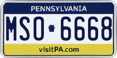 PA license plate MSO6668
