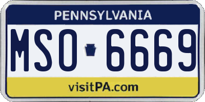 PA license plate MSO6669