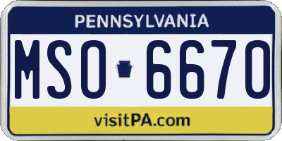 PA license plate MSO6670