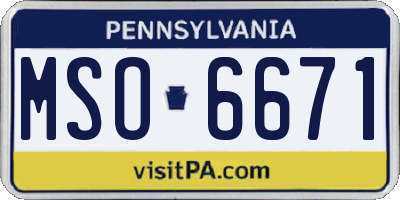 PA license plate MSO6671