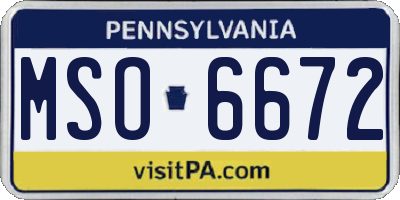 PA license plate MSO6672