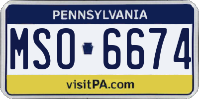 PA license plate MSO6674