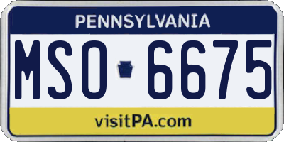 PA license plate MSO6675