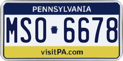 PA license plate MSO6678