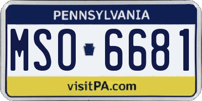 PA license plate MSO6681