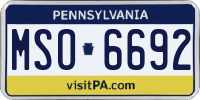 PA license plate MSO6692