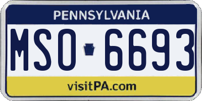 PA license plate MSO6693