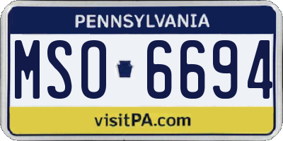 PA license plate MSO6694