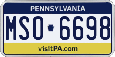 PA license plate MSO6698
