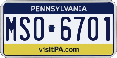 PA license plate MSO6701