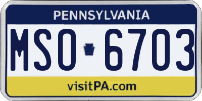 PA license plate MSO6703