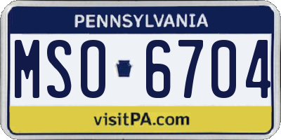 PA license plate MSO6704