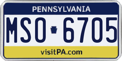 PA license plate MSO6705