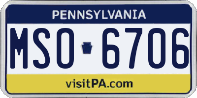PA license plate MSO6706