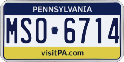 PA license plate MSO6714