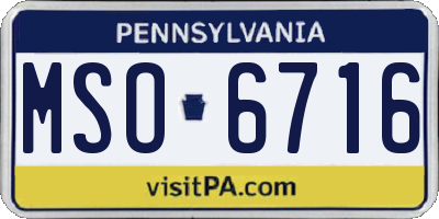 PA license plate MSO6716