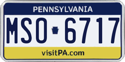 PA license plate MSO6717