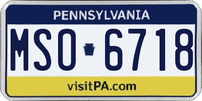 PA license plate MSO6718